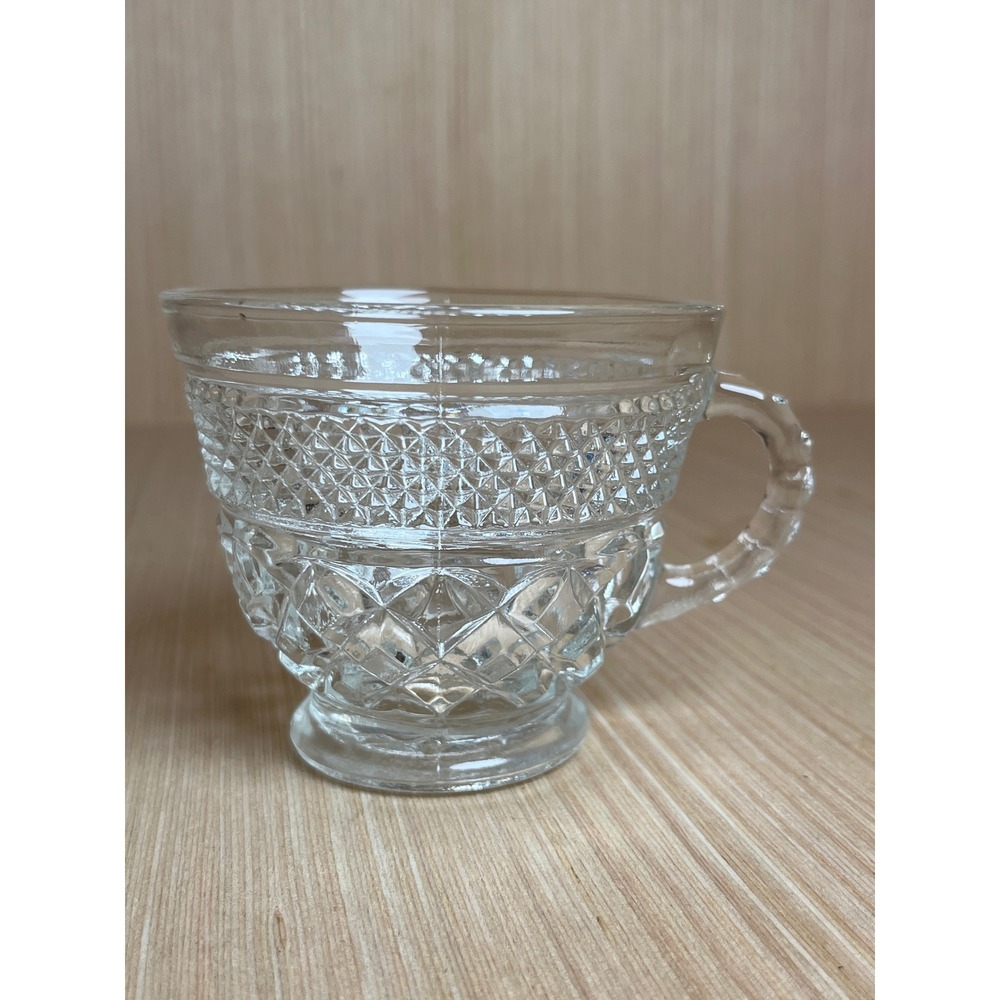 Anchor Hocking Wexford Clear Glass Punch Cup Vintage Diamond Point Replacement